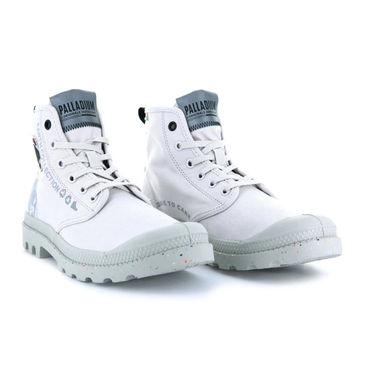 Palladium Pampa Organic Metro Men's Boots White | UK Q742-WLT